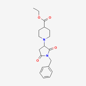 molecular formula C19H24N2O4 B4646705 Ethyl 1-(1-benzyl-2,5-dioxopyrrolidin-3-yl)piperidine-4-carboxylate 