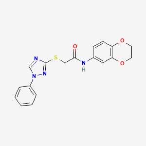 molecular formula C18H16N4O3S B4646814 N-(2,3-dihydro-1,4-benzodioxin-6-yl)-2-[(1-phenyl-1H-1,2,4-triazol-3-yl)thio]acetamide 