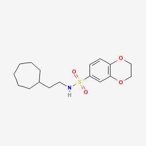 molecular formula C17H25NO4S B4646873 N-(2-cycloheptylethyl)-2,3-dihydro-1,4-benzodioxine-6-sulfonamide 