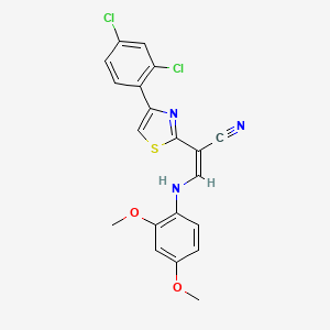 molecular formula C20H15Cl2N3O2S B4646877 (Z)-2-[4-(2,4-dichlorophenyl)-1,3-thiazol-2-yl]-3-(2,4-dimethoxyanilino)prop-2-enenitrile 