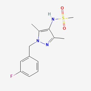 molecular formula C13H16FN3O2S B4647002 N-[1-(3-fluorobenzyl)-3,5-dimethyl-1H-pyrazol-4-yl]methanesulfonamide 