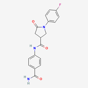 molecular formula C18H16FN3O3 B4647075 N-(4-carbamoylphenyl)-1-(4-fluorophenyl)-5-oxopyrrolidine-3-carboxamide 