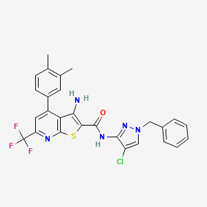 molecular formula C27H21ClF3N5OS B4647201 3-amino-N-(1-benzyl-4-chloro-1H-pyrazol-3-yl)-4-(3,4-dimethylphenyl)-6-(trifluoromethyl)thieno[2,3-b]pyridine-2-carboxamide 