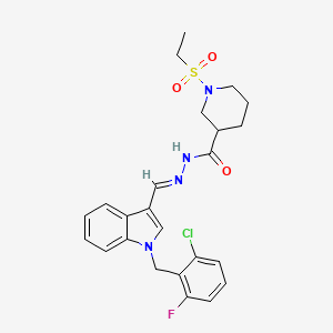 molecular formula C24H26ClFN4O3S B4647210 N'-{(E)-[1-(2-chloro-6-fluorobenzyl)-1H-indol-3-yl]methylidene}-1-(ethylsulfonyl)piperidine-3-carbohydrazide 