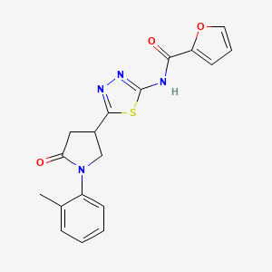 molecular formula C18H16N4O3S B4647336 N-{5-[1-(2-methylphenyl)-5-oxopyrrolidin-3-yl]-1,3,4-thiadiazol-2-yl}furan-2-carboxamide 