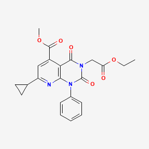 molecular formula C22H21N3O6 B4647384 METHYL 7-CYCLOPROPYL-3-(2-ETHOXY-2-OXOETHYL)-2,4-DIOXO-1-PHENYL-1H,2H,3H,4H-PYRIDO[2,3-D]PYRIMIDINE-5-CARBOXYLATE 