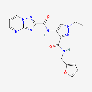 molecular formula C17H16N8O3 B4647419 N~2~-(1-ETHYL-3-{[(2-FURYLMETHYL)AMINO]CARBONYL}-1H-PYRAZOL-4-YL)[1,2,4]TRIAZOLO[1,5-A]PYRIMIDINE-2-CARBOXAMIDE 