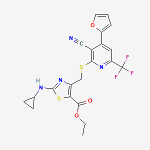 molecular formula C21H17F3N4O3S2 B4647445 ETHYL 4-({[3-CYANO-4-(2-FURYL)-6-(TRIFLUOROMETHYL)-2-PYRIDYL]SULFANYL}METHYL)-2-(CYCLOPROPYLAMINO)-1,3-THIAZOLE-5-CARBOXYLATE 