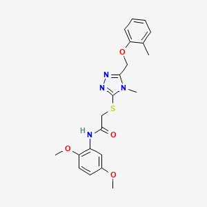 molecular formula C21H24N4O4S B4647647 N-(2,5-dimethoxyphenyl)-2-({4-methyl-5-[(2-methylphenoxy)methyl]-4H-1,2,4-triazol-3-yl}sulfanyl)acetamide 