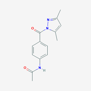 molecular formula C14H15N3O2 B464773 N-{4-[(3,5-dimethyl-1H-pyrazol-1-yl)carbonyl]phenyl}acetamide CAS No. 36140-79-1