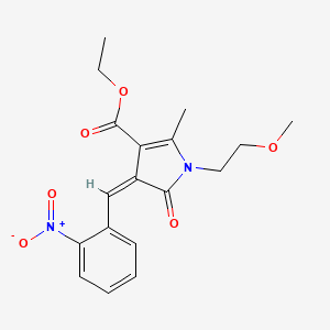 molecular formula C18H20N2O6 B4647748 ETHYL (4Z)-1-(2-METHOXYETHYL)-2-METHYL-4-[(2-NITROPHENYL)METHYLIDENE]-5-OXO-4,5-DIHYDRO-1H-PYRROLE-3-CARBOXYLATE 