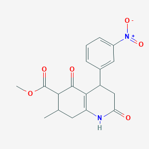 molecular formula C18H18N2O6 B4647911 Methyl 7-methyl-4-(3-nitrophenyl)-2,5-dioxo-1,2,3,4,5,6,7,8-octahydroquinoline-6-carboxylate 