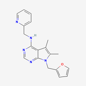 molecular formula C19H19N5O B4647977 N-[7-(2-FURYLMETHYL)-5,6-DIMETHYL-7H-PYRROLO[2,3-D]PYRIMIDIN-4-YL]-N-(2-PYRIDYLMETHYL)AMINE 