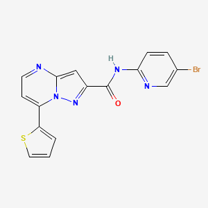 molecular formula C16H10BrN5OS B4648026 N-(5-BROMO-2-PYRIDYL)-7-(2-THIENYL)PYRAZOLO[1,5-A]PYRIMIDINE-2-CARBOXAMIDE 