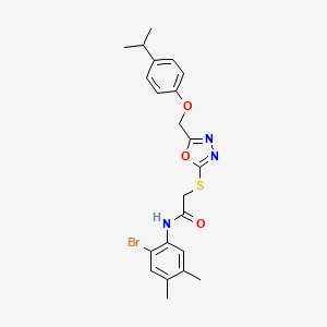 molecular formula C22H24BrN3O3S B4648135 N-(2-bromo-4,5-dimethylphenyl)-2-[(5-{[4-(propan-2-yl)phenoxy]methyl}-1,3,4-oxadiazol-2-yl)sulfanyl]acetamide 