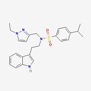 molecular formula C25H30N4O2S B4648343 N-[(1-ETHYL-1H-PYRAZOL-3-YL)METHYL]-N-[2-(1H-INDOL-3-YL)ETHYL]-4-ISOPROPYL-1-BENZENESULFONAMIDE 