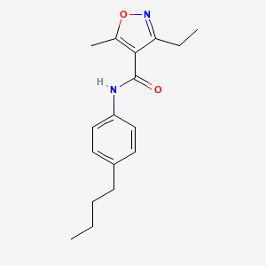 molecular formula C17H22N2O2 B4648520 N-(4-BUTYLPHENYL)-3-ETHYL-5-METHYL-12-OXAZOLE-4-CARBOXAMIDE 