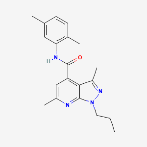 molecular formula C20H24N4O B4648659 N~4~-(2,5-DIMETHYLPHENYL)-3,6-DIMETHYL-1-PROPYL-1H-PYRAZOLO[3,4-B]PYRIDINE-4-CARBOXAMIDE 