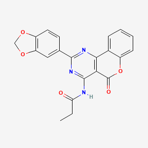 molecular formula C21H15N3O5 B4648680 N-[2-(2H-1,3-BENZODIOXOL-5-YL)-5-OXO-5H-CHROMENO[4,3-D]PYRIMIDIN-4-YL]PROPANAMIDE 