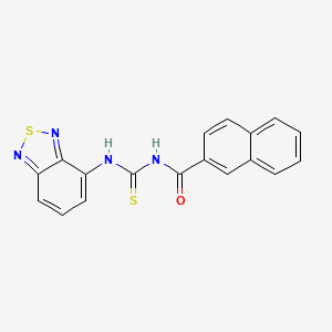 molecular formula C18H12N4OS2 B4648721 N-(2,1,3-benzothiadiazol-4-ylcarbamothioyl)naphthalene-2-carboxamide 