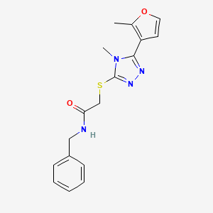 molecular formula C17H18N4O2S B4648897 N-BENZYL-2-{[4-METHYL-5-(2-METHYL-3-FURYL)-4H-1,2,4-TRIAZOL-3-YL]SULFANYL}ACETAMIDE 