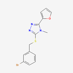 molecular formula C14H12BrN3OS B4649277 3-[(3-Bromophenyl)methylthio]-5-(2-furyl)-4-methyl-1,2,4-triazole 