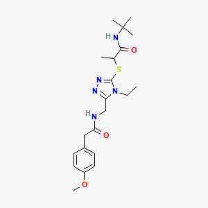 molecular formula C21H31N5O3S B4650155 N-tert-butyl-2-{[4-ethyl-5-({[(4-methoxyphenyl)acetyl]amino}methyl)-4H-1,2,4-triazol-3-yl]sulfanyl}propanamide 