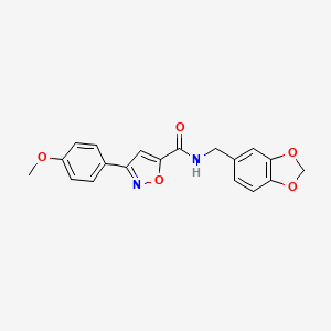 molecular formula C19H16N2O5 B4650229 N-[(2H-1,3-BENZODIOXOL-5-YL)METHYL]-3-(4-METHOXYPHENYL)-1,2-OXAZOLE-5-CARBOXAMIDE 