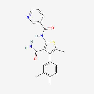 molecular formula C20H19N3O2S B4650246 N-[3-CARBAMOYL-4-(3,4-DIMETHYLPHENYL)-5-METHYL-2-THIENYL]NICOTINAMIDE 