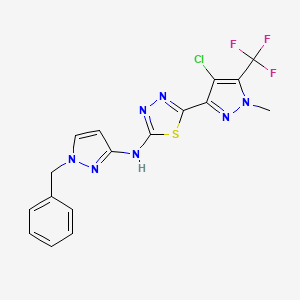 molecular formula C17H13ClF3N7S B4650377 N-(1-BENZYL-1H-PYRAZOL-3-YL)-N-{5-[4-CHLORO-1-METHYL-5-(TRIFLUOROMETHYL)-1H-PYRAZOL-3-YL]-1,3,4-THIADIAZOL-2-YL}AMINE 