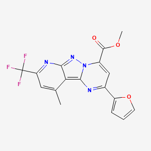 molecular formula C17H11F3N4O3 B4650599 methyl 4-(furan-2-yl)-13-methyl-11-(trifluoromethyl)-3,7,8,10-tetrazatricyclo[7.4.0.02,7]trideca-1,3,5,8,10,12-hexaene-6-carboxylate 