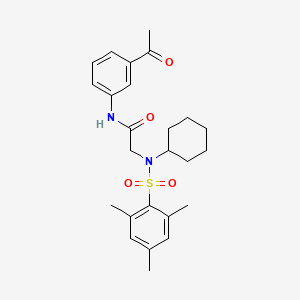 molecular formula C25H32N2O4S B4650707 N-(3-acetylphenyl)-2-[cyclohexyl-(2,4,6-trimethylphenyl)sulfonylamino]acetamide 