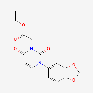 molecular formula C16H16N2O6 B4651071 ethyl 2-[3-(1,3-benzodioxol-5-yl)-4-methyl-2,6-dioxo-3,6-dihydro-1(2H)-pyrimidinyl]acetate 