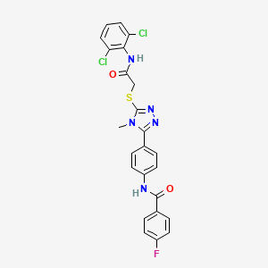 molecular formula C24H18Cl2FN5O2S B4651200 N-{4-[5-({2-[(2,6-dichlorophenyl)amino]-2-oxoethyl}sulfanyl)-4-methyl-4H-1,2,4-triazol-3-yl]phenyl}-4-fluorobenzamide 