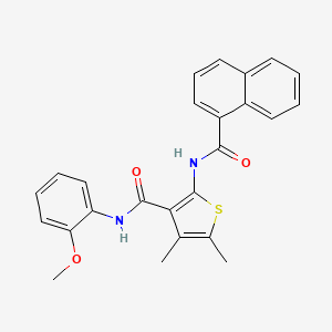 molecular formula C25H22N2O3S B4651206 N-(2-methoxyphenyl)-4,5-dimethyl-2-(naphthalene-1-carbonylamino)thiophene-3-carboxamide 