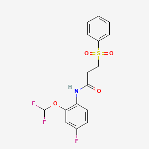 molecular formula C16H14F3NO4S B4651351 N~1~-[2-(DIFLUOROMETHOXY)-4-FLUOROPHENYL]-3-(PHENYLSULFONYL)PROPANAMIDE 