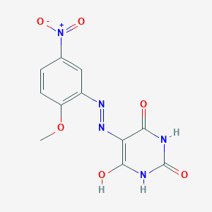 molecular formula C11H9N5O6 B465149 pyrimidine-2,4,5,6(1H,3H)-tetrone 5-({5-nitro-2-methoxyphenyl}hydrazone) 