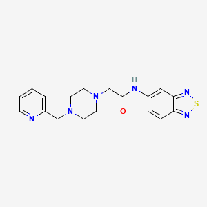 molecular formula C18H20N6OS B4651605 N-(2,1,3-BENZOTHIADIAZOL-5-YL)-2-[4-(2-PYRIDINYLMETHYL)-1-PIPERAZINYL]ACETAMIDE 