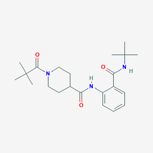 molecular formula C22H33N3O3 B4651753 N-[2-(tert-butylcarbamoyl)phenyl]-1-(2,2-dimethylpropanoyl)piperidine-4-carboxamide 