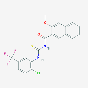 molecular formula C20H14ClF3N2O2S B4651765 N-{[2-chloro-5-(trifluoromethyl)phenyl]carbamothioyl}-3-methoxynaphthalene-2-carboxamide 