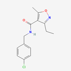 molecular formula C14H15ClN2O2 B4651852 N-[(4-CHLOROPHENYL)METHYL]-3-ETHYL-5-METHYL-12-OXAZOLE-4-CARBOXAMIDE 
