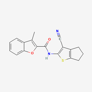 molecular formula C18H14N2O2S B4651857 N-{3-CYANO-4H5H6H-CYCLOPENTA[B]THIOPHEN-2-YL}-3-METHYL-1-BENZOFURAN-2-CARBOXAMIDE 