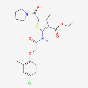 molecular formula C22H25ClN2O5S B4651991 ETHYL 2-[2-(4-CHLORO-2-METHYLPHENOXY)ACETAMIDO]-4-METHYL-5-(PYRROLIDINE-1-CARBONYL)THIOPHENE-3-CARBOXYLATE 