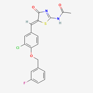 molecular formula C19H14ClFN2O3S B4652077 N-[(5Z)-5-{3-chloro-4-[(3-fluorobenzyl)oxy]benzylidene}-4-oxo-4,5-dihydro-1,3-thiazol-2-yl]acetamide 