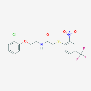 molecular formula C17H14ClF3N2O4S B4652217 N-[2-(2-chlorophenoxy)ethyl]-2-{[2-nitro-4-(trifluoromethyl)phenyl]sulfanyl}acetamide 