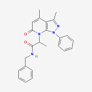 molecular formula C24H24N4O2 B4652306 N-benzyl-2-(3,4-dimethyl-6-oxo-1-phenylpyrazolo[3,4-b]pyridin-7-yl)propanamide 