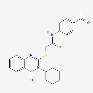 molecular formula C24H25N3O3S B4652485 N-(4-ACETYLPHENYL)-2-[(3-CYCLOHEXYL-4-OXO-3,4-DIHYDRO-2-QUINAZOLINYL)SULFANYL]ACETAMIDE 