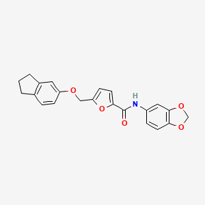 molecular formula C22H19NO5 B4652596 N-(2H-1,3-BENZODIOXOL-5-YL)-5-[(2,3-DIHYDRO-1H-INDEN-5-YLOXY)METHYL]FURAN-2-CARBOXAMIDE 