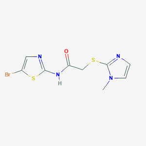 molecular formula C9H9BrN4OS2 B4652642 N-(5-bromo-1,3-thiazol-2-yl)-2-[(1-methyl-1H-imidazol-2-yl)sulfanyl]acetamide 