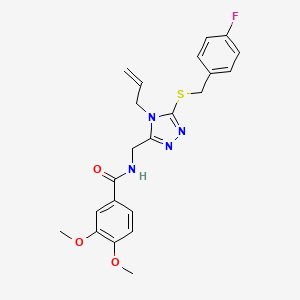 molecular formula C22H23FN4O3S B4652948 N-({5-[(4-fluorobenzyl)sulfanyl]-4-(prop-2-en-1-yl)-4H-1,2,4-triazol-3-yl}methyl)-3,4-dimethoxybenzamide 